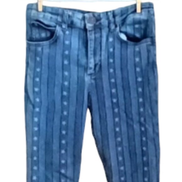 Sandro Star Stripes Skinny Jeans Blue Size 38 but measures as a US 28 - Picture 6 of 7